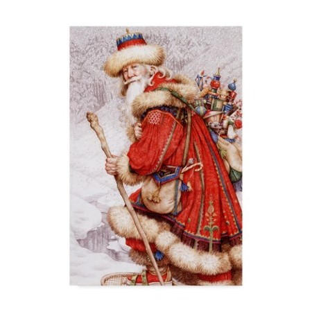 TRADEMARK FINE ART Anne Yvonne Gilbert 'Father Christmas With Toys' Canvas Art, 12x19 ALI38102-C1219GG